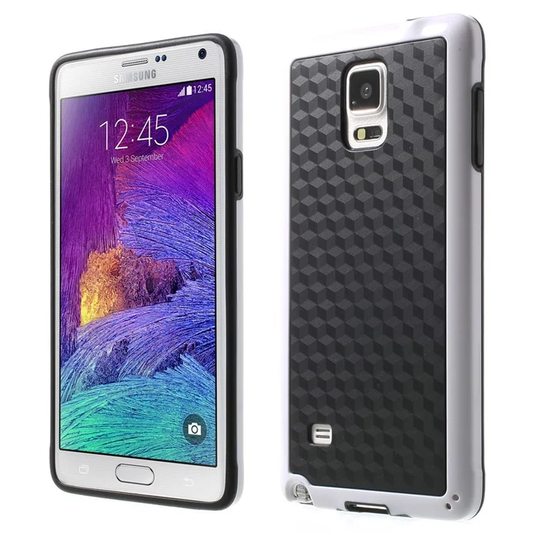 Rhombus Pattern TPU + PC Hybrid Cover for Samsung Galaxy Note 4 N910 - White