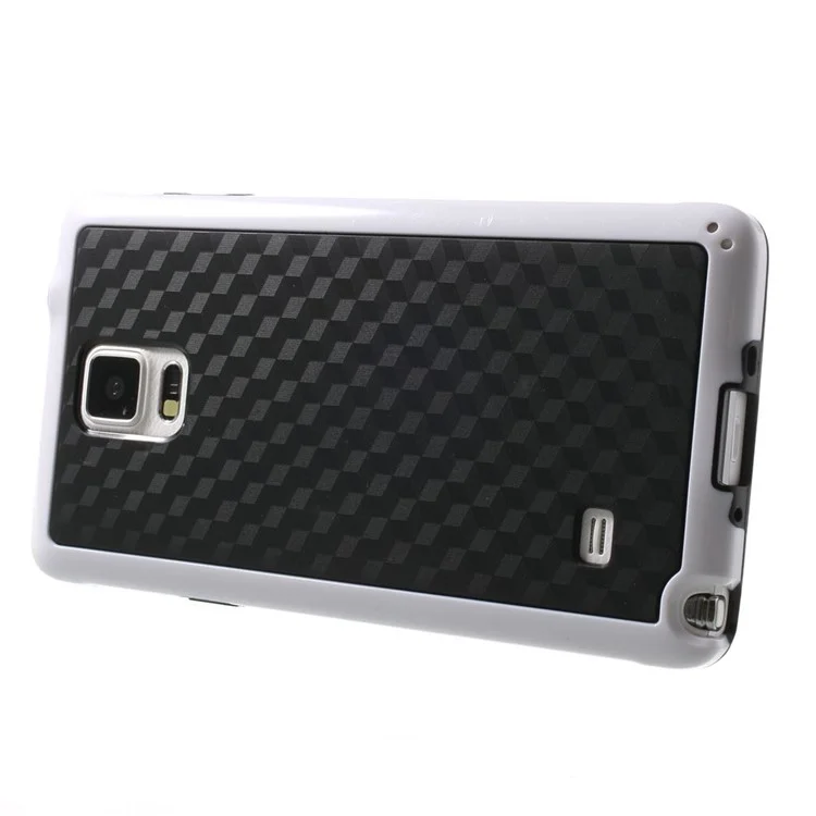 Rhombus Pattern TPU + PC Hybrid Cover for Samsung Galaxy Note 4 N910 - White