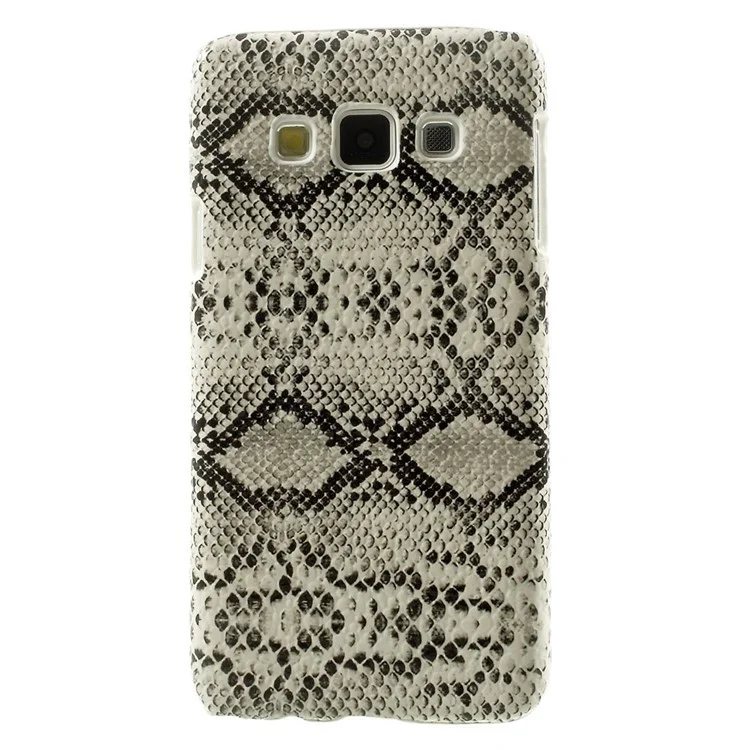 For Samsung Galaxy A3 SM-A300F Snake Texture Leather Coated Plastic Cover - White