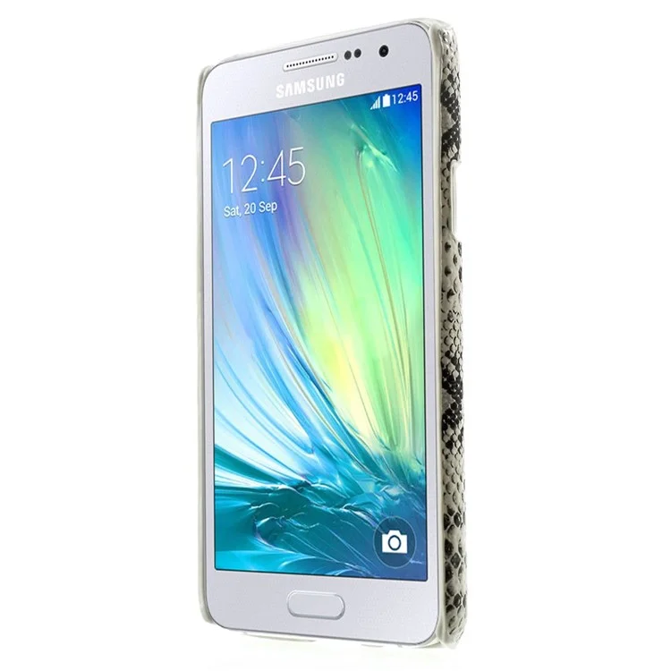 For Samsung Galaxy A3 SM-A300F Snake Texture Leather Coated Plastic Cover - White