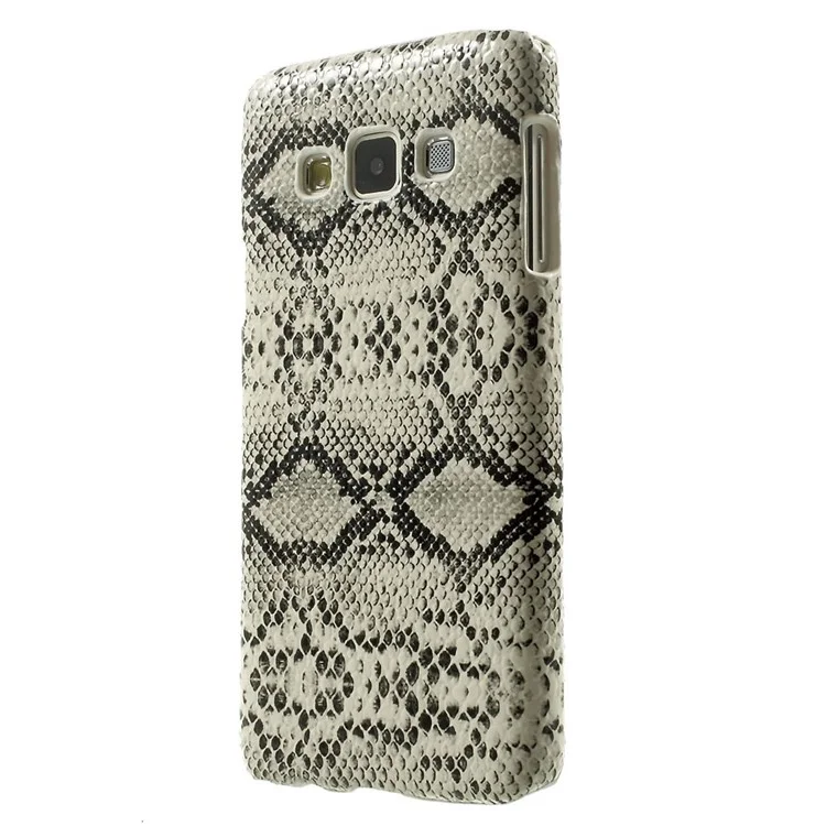 For Samsung Galaxy A3 SM-A300F Snake Texture Leather Coated Plastic Cover - White