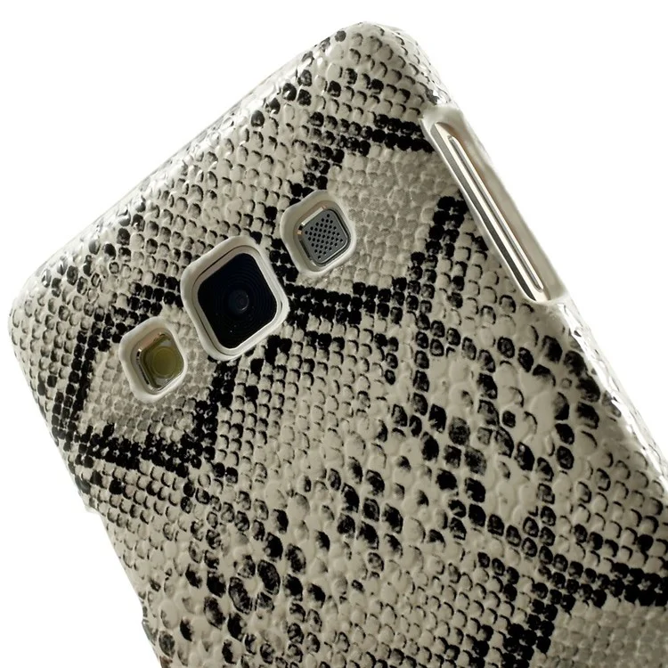 For Samsung Galaxy A3 SM-A300F Snake Texture Leather Coated Plastic Cover - White