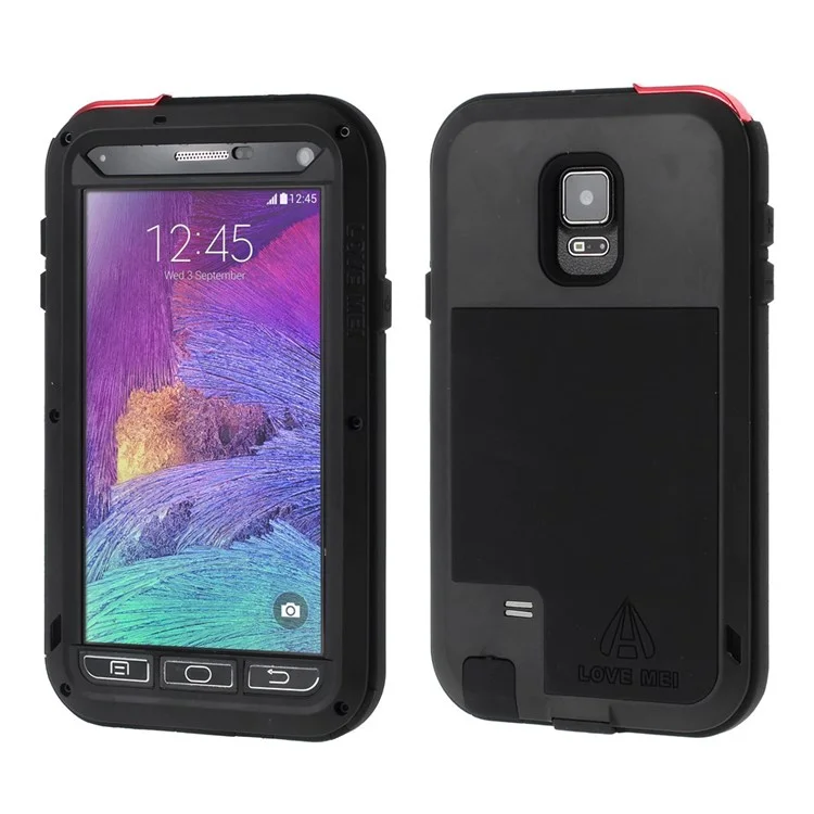 Black LOVE MEI for Samsung Galaxy Note 4 N910 Shockproof Dropproof Dustproof Powerful Case