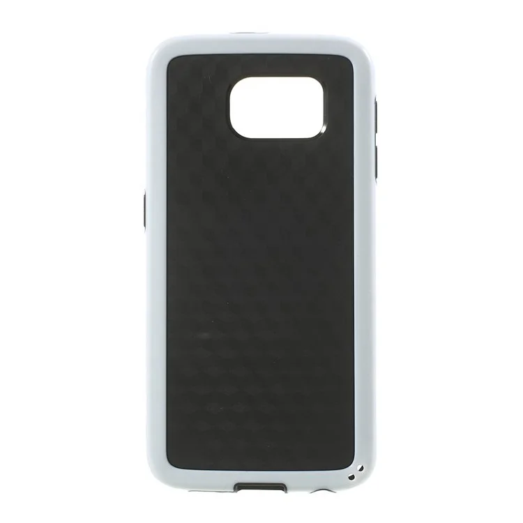 Rhombus Pattern TPU + PC Hybrid Cover for Samsung Galaxy S6 G920 - White