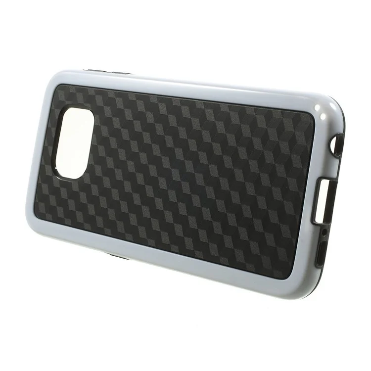 Rhombus Pattern TPU + PC Hybrid Cover for Samsung Galaxy S6 G920 - White
