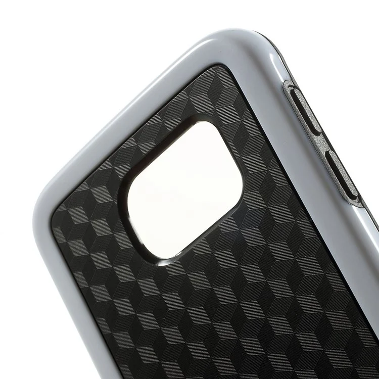 Rhombus Pattern TPU + PC Hybrid Cover for Samsung Galaxy S6 G920 - White
