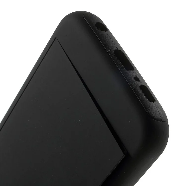 PC + Silicone Hybrid Case for Samsung Galaxy S6 G920 with Card Slot and Kickstand - Black