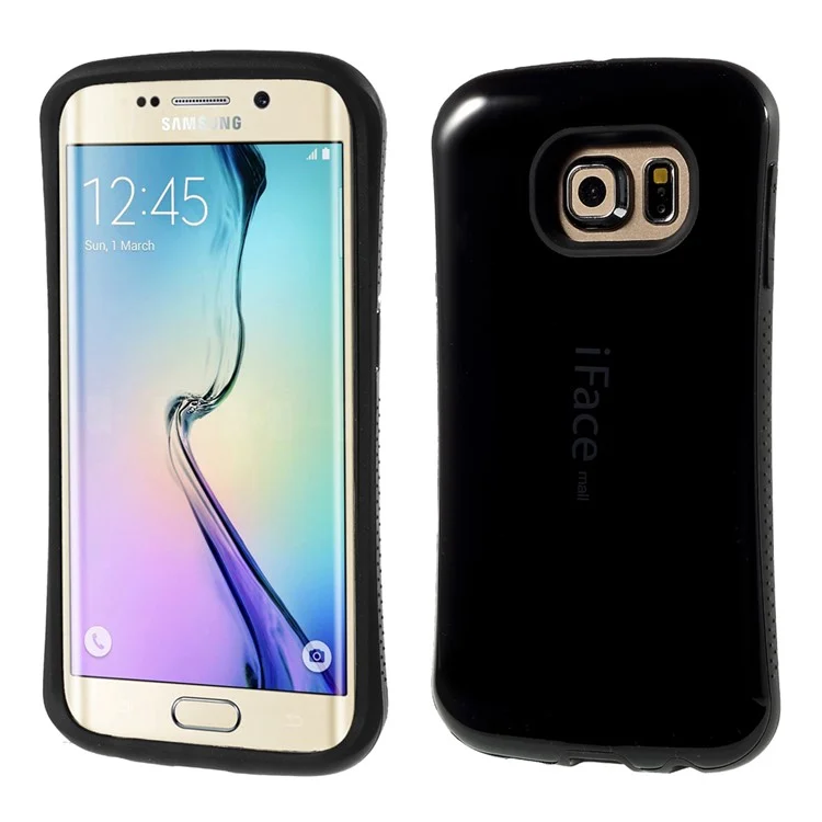 IFACE MALL PC and Non-slip TPU Case for Samsung Galaxy S6 Edge G925 - Black