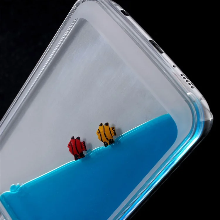 Flowing Liquid Couple Fish Plastic Phone Cover for Samsung Galaxy S6 G920 - Blue