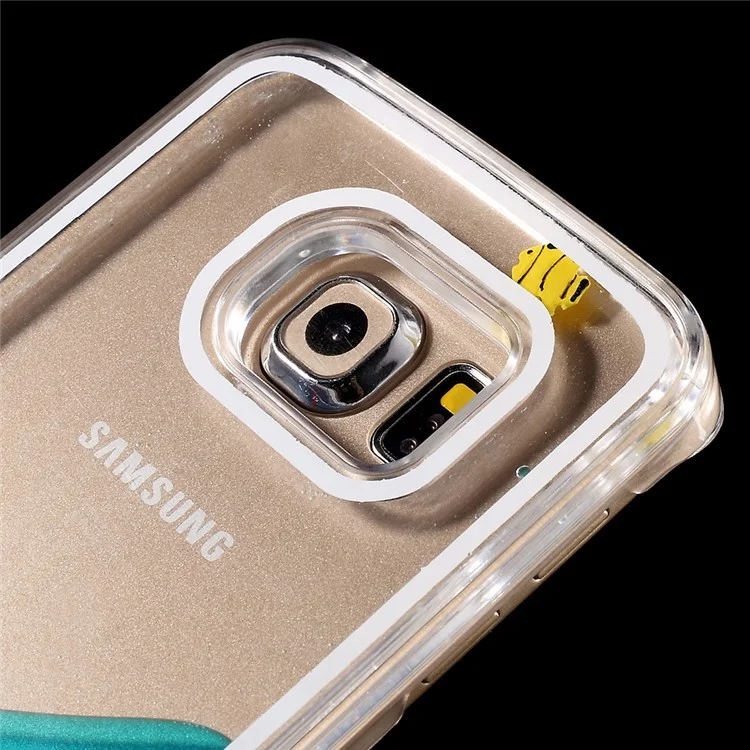 Stylish Flowing Liquid Couple Fish Hard Case for Samsung Galaxy S6 edge G925 - Blue