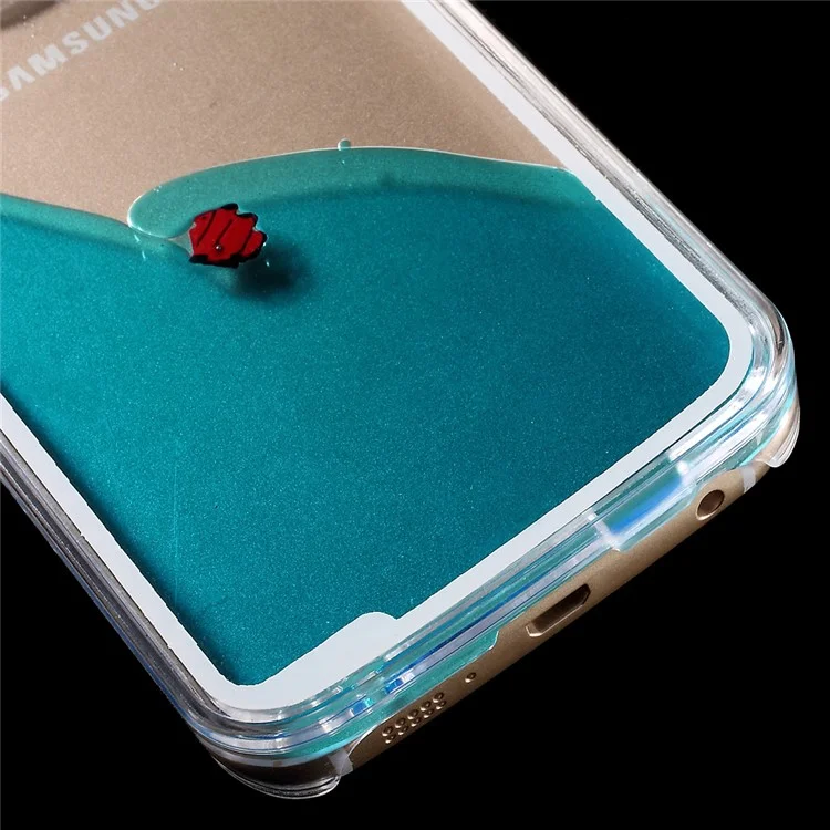 Stylish Flowing Liquid Couple Fish Hard Case for Samsung Galaxy S6 edge G925 - Blue