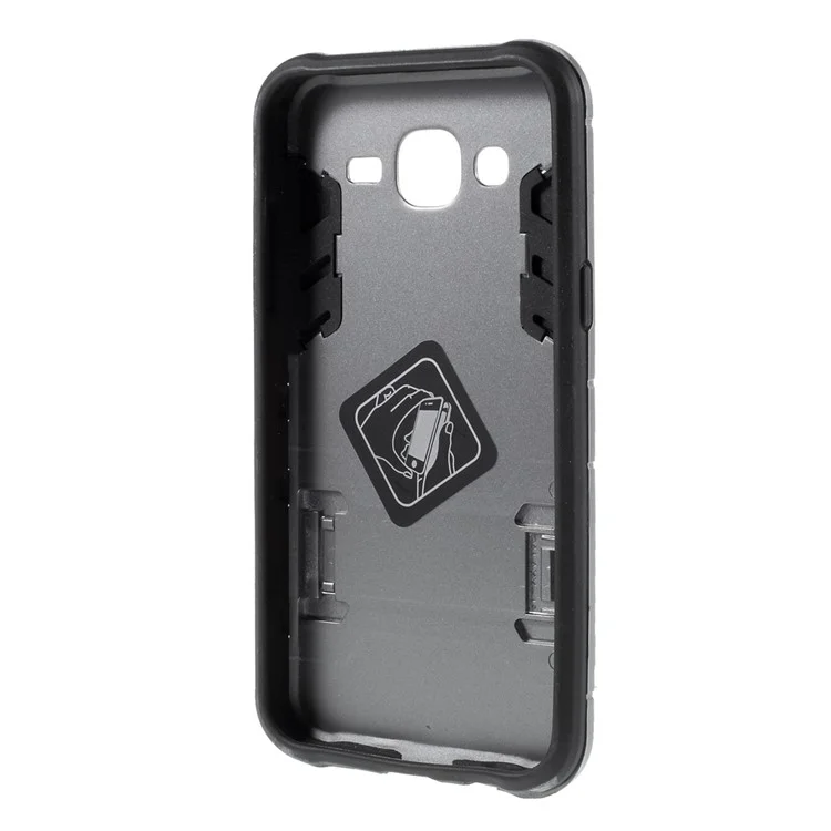 Cool PC and TPU Detachable Case for Samsung Galaxy J7 SM-J700F with Kickstand - Grey