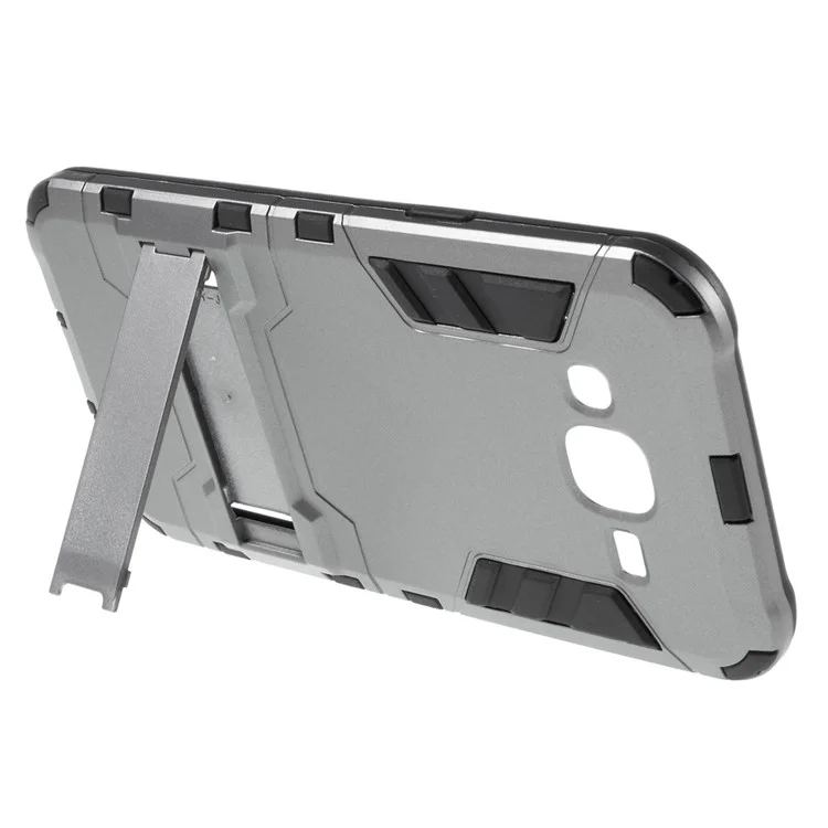 Cool PC and TPU Detachable Case for Samsung Galaxy J7 SM-J700F with Kickstand - Grey