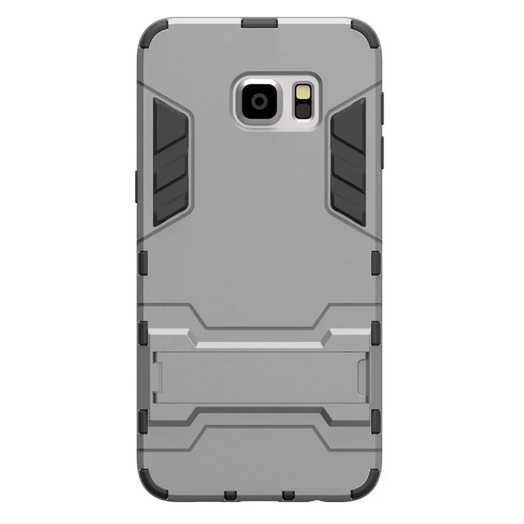 2 in 1 Hybrid PC + TPU Cover for Samsung Galaxy S6 edge Plus G928 with Kickstand - Grey