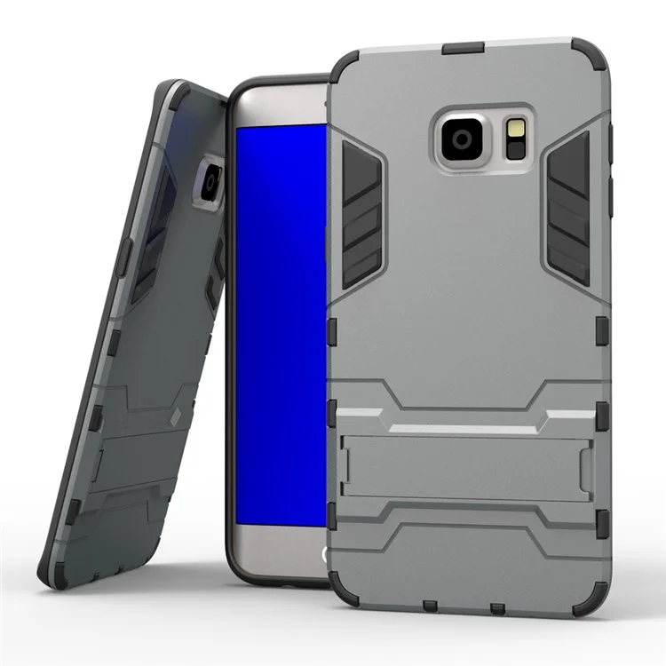2 in 1 Hybrid PC + TPU Cover for Samsung Galaxy S6 edge Plus G928 with Kickstand - Grey