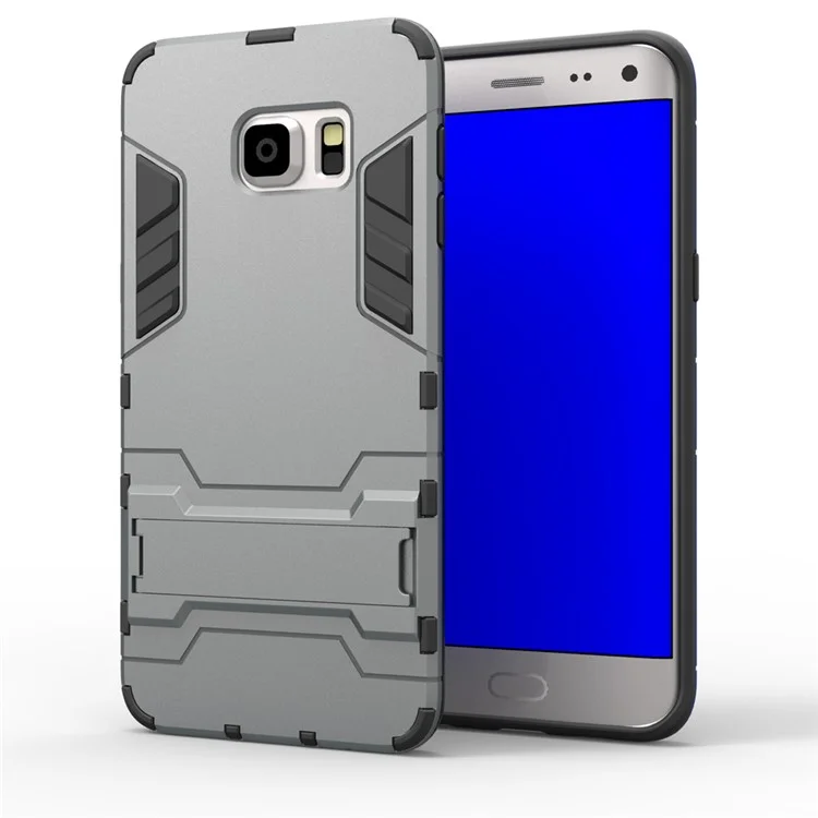 2 in 1 Hybrid PC + TPU Cover for Samsung Galaxy S6 edge Plus G928 with Kickstand - Grey