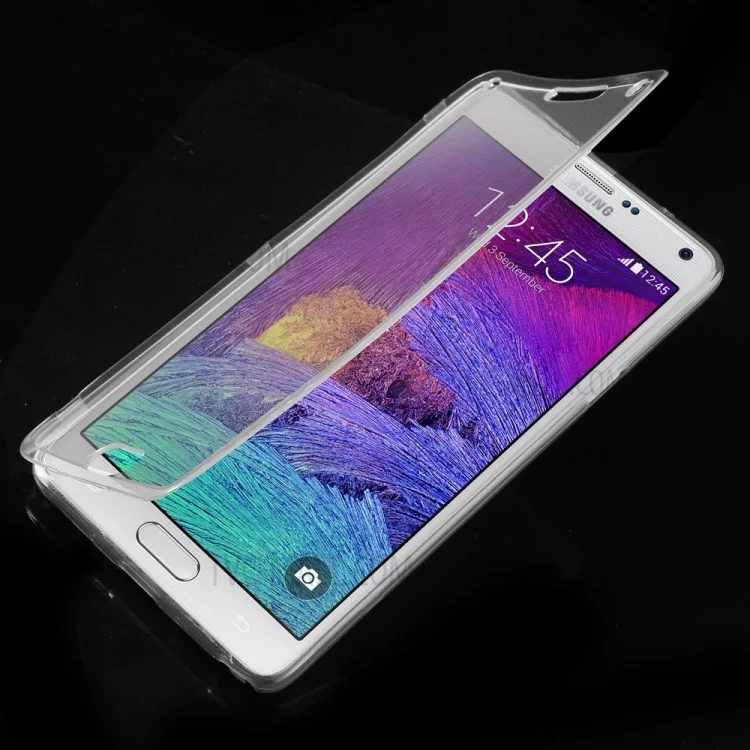 Touchable Folio Flip TPU Case for Samsung Galaxy Note 4 N910 - Transparent