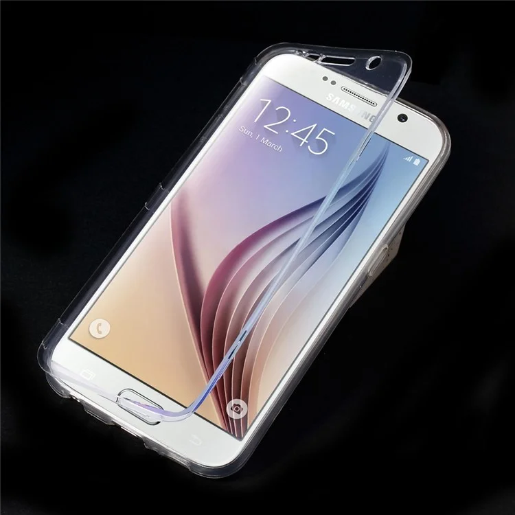 Touchable Flip TPU Case for Samsung Galaxy S6 G920 - Transparent