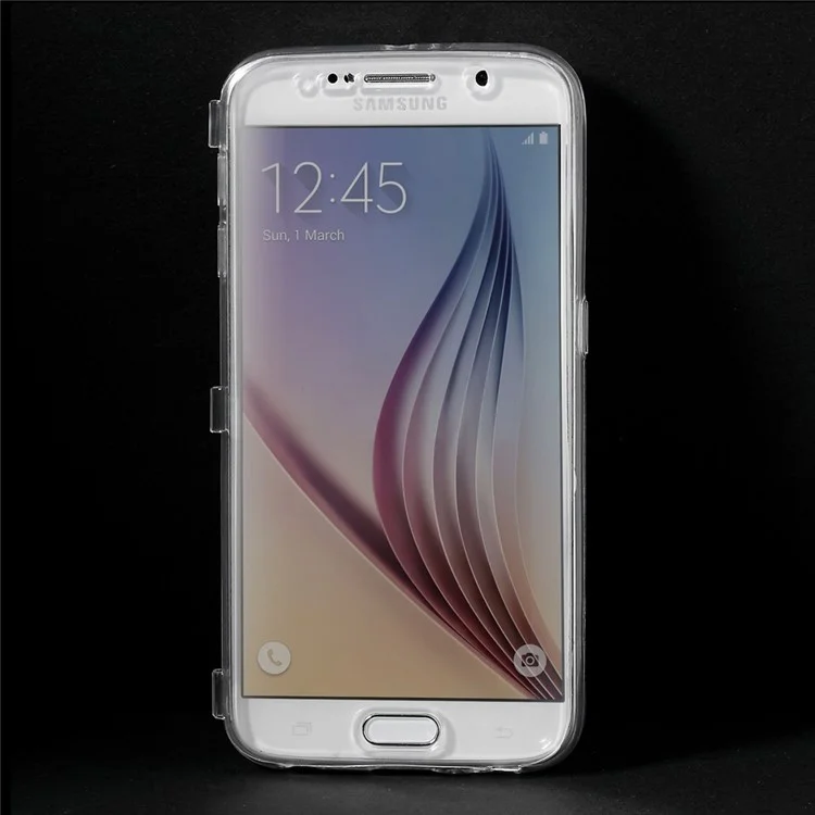Touchable Flip TPU Case for Samsung Galaxy S6 G920 - Transparent