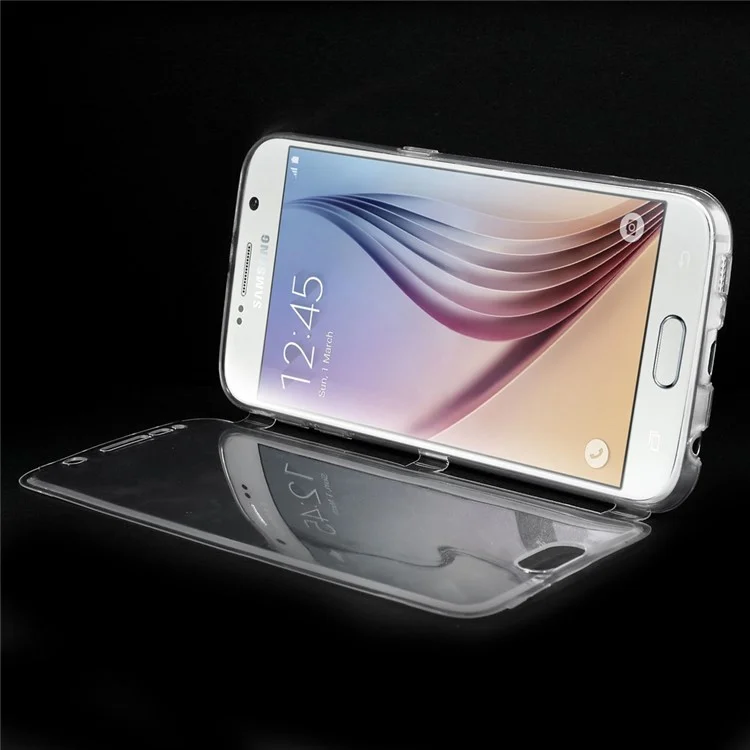 Touchable Flip TPU Case for Samsung Galaxy S6 G920 - Transparent