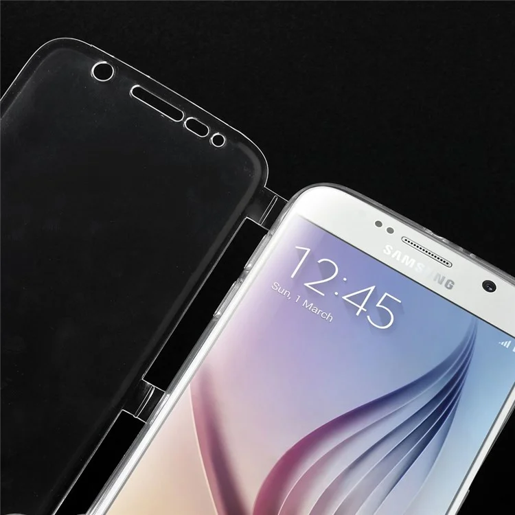 Touchable Flip TPU Case for Samsung Galaxy S6 G920 - Transparent