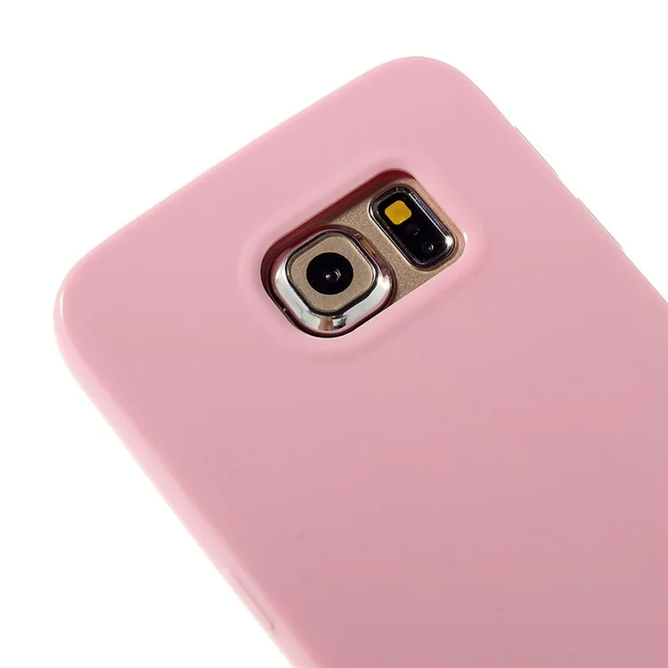 Solid Color Glossy TPU Skin Case for Samsung Galaxy S6 Edge G925 - Pink