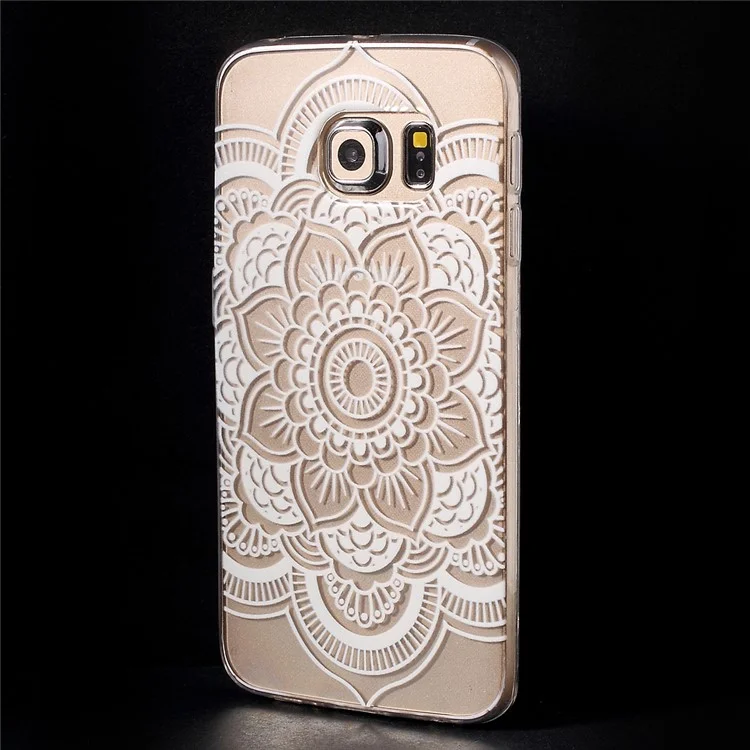 Color Printing Protective TPU Case for Samsung Galaxy S6 Edge G925 - Stylish Mandala Flower