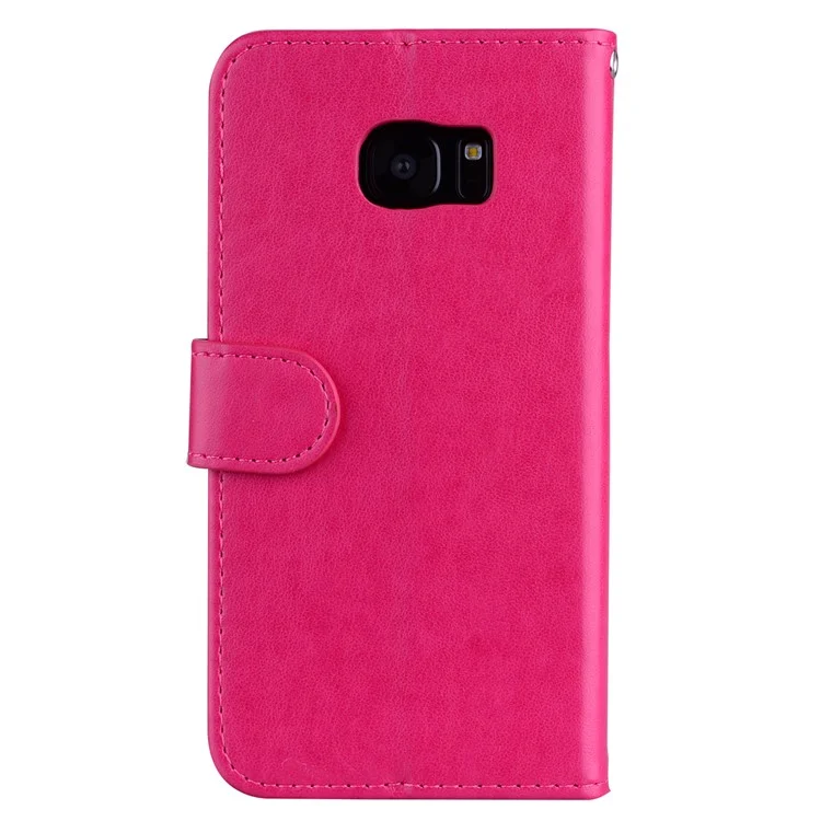 Flash Powder Unicorn Imprint Flower Leather Wallet Stand Cellphone Cover for Samsung Galaxy S7 edge G935 - Rose