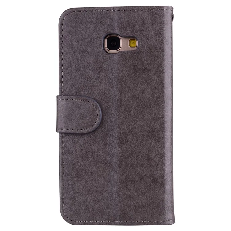 For Samsung Galaxy A5 (2017) SM-A520 Flash Powder Unicorn Imprint Flower PU Leather Wallet Stand Phone Case - Grey