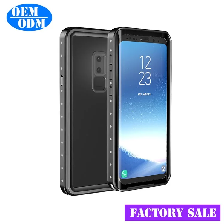 IP68 Waterproof Case for Samsung Galaxy S9 Dirt/Dust/Snow Proof PC + TPU Hybrid Cover - Black