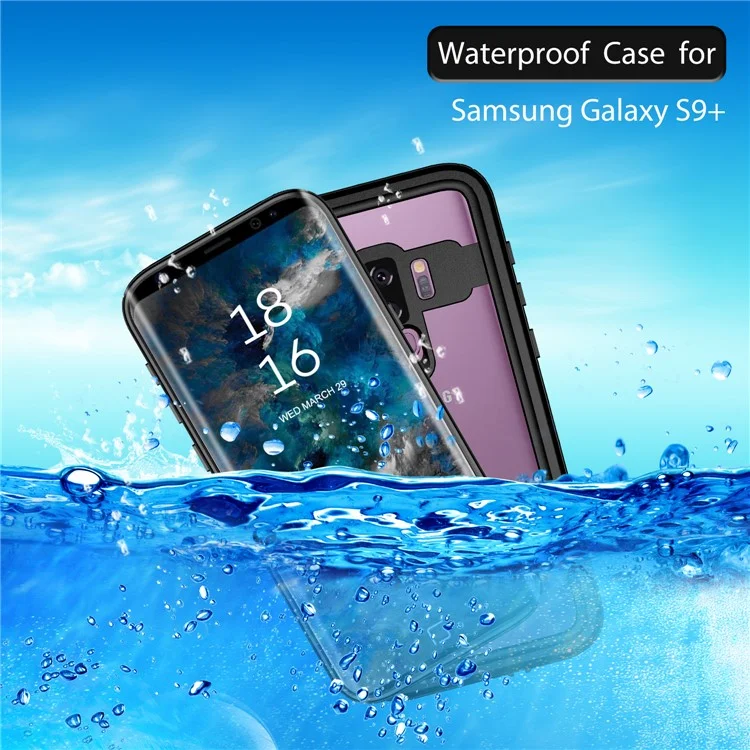 Dots Pattern IP68 Waterproof Casing Drop/Dust/Snow Proof Cover for Samsung Galaxy S9+ SM-G965 - Black