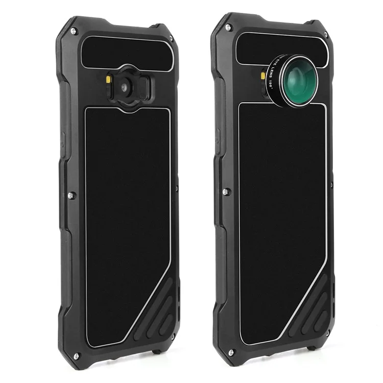 Heavy Duty Shockproof Metal Case with Fisheye/Wide-angle/Macro Lens for Samsung Galaxy S8 G950 - Black