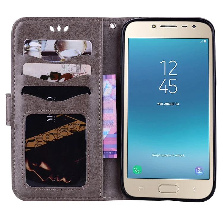 Flash Powder Unicorn Pattern Wallet Leather Stand Case for Samsung Galaxy J2 Pro 2018 - Grey