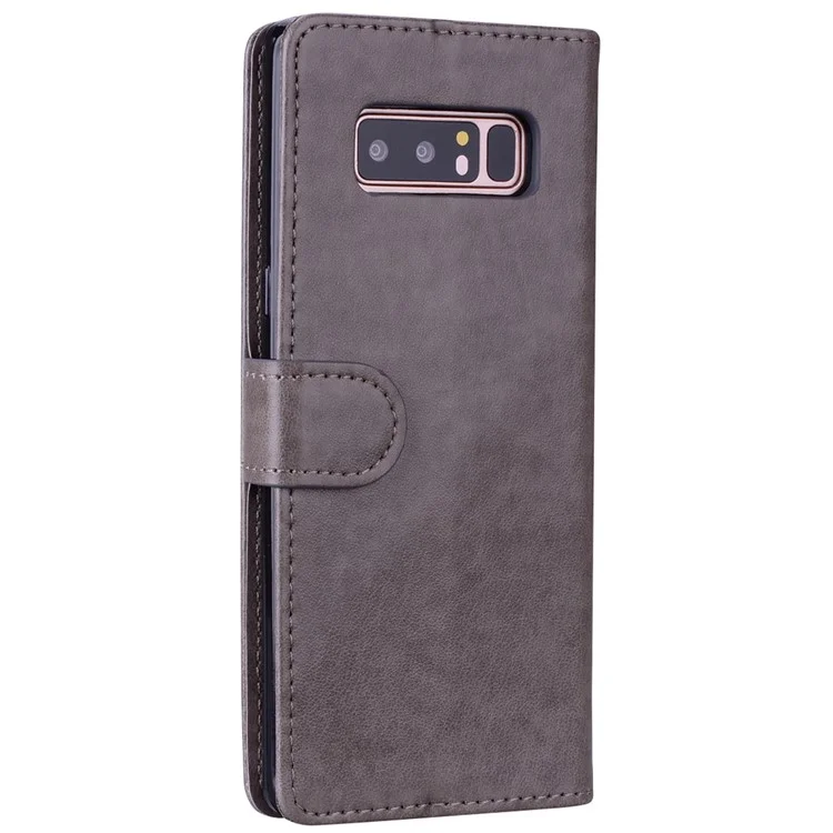 Flash Powder Unicorn Imprint Leather Wallet Stand Cellphone Case for Samsung Galaxy Note 8 SM-N950 - Grey