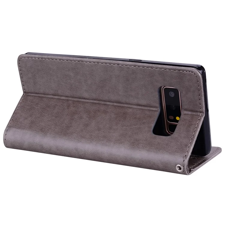 Flash Powder Unicorn Imprint Leather Wallet Stand Cellphone Case for Samsung Galaxy Note 8 SM-N950 - Grey
