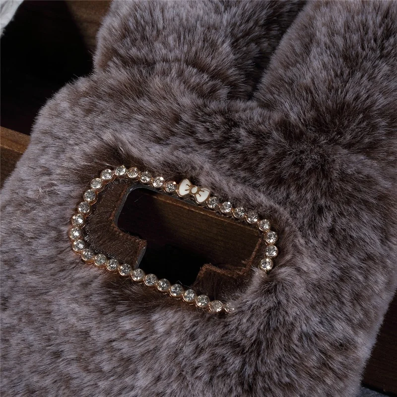 Konijnvormig, pluizig met bont bekleed TPU-rhinestone achterkant mobiele hoes voor Samsung Galaxy Note 9 - Koffie