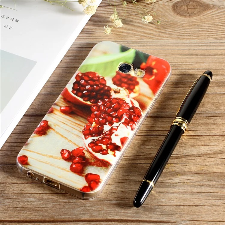 Softlyfit Embossed TPU Mobile Shell for Samsung Galaxy A5 (2017) SM-A520F - Red Pomegranate
