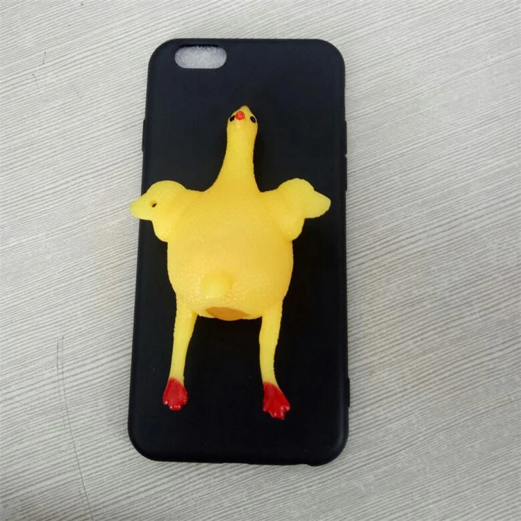 For iPhone 6s Plus / 6 Plus Squeeze 3D Chicken Lay Egg TPU Squishy Phone Case - Black