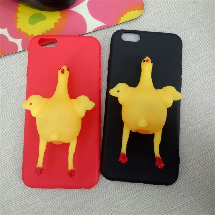 For iPhone 6s Plus / 6 Plus Squeeze 3D Chicken Lay Egg TPU Squishy Phone Case - Black