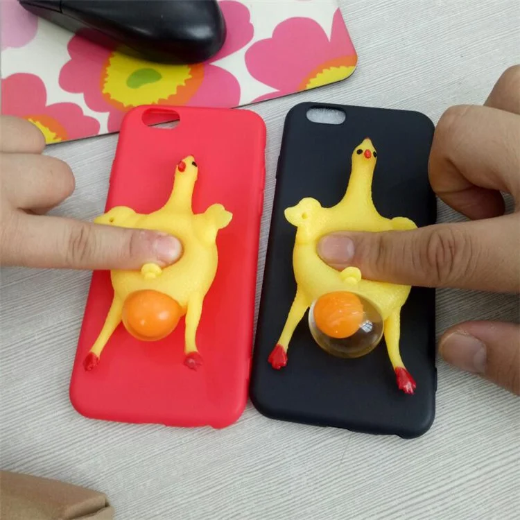 For iPhone 6s Plus / 6 Plus Squeeze 3D Chicken Lay Egg TPU Squishy Phone Case - Black