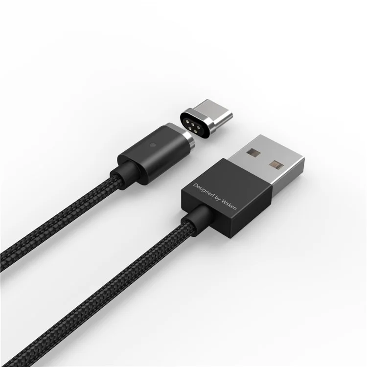 WSKEN Type-C Data Sync Charging 1m Mobile Phone Metal Magnetic Cable - Black