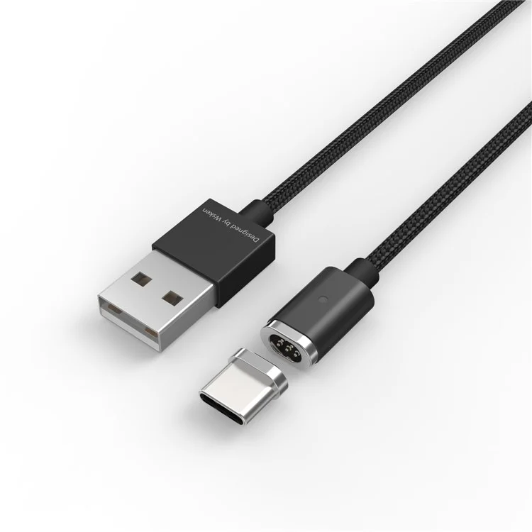 WSKEN Type-C Data Sync Charging 1m Mobile Phone Metal Magnetic Cable - Black