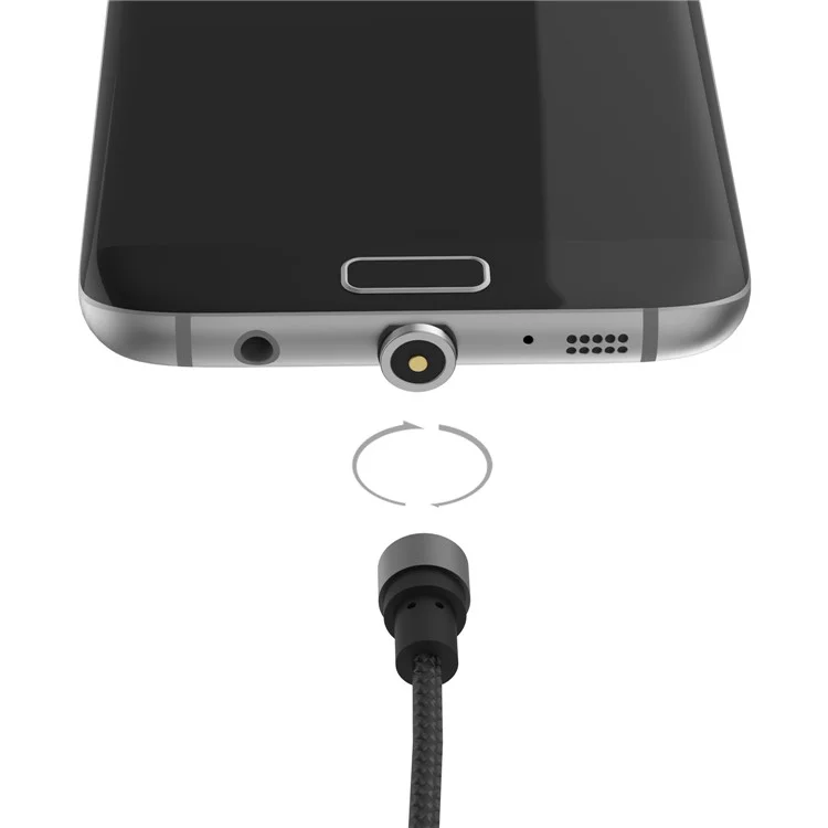 WSKEN Woven Texture Nylon Magnetic Micro USB Charging Cable for Samsung Huawei HTC - Black
