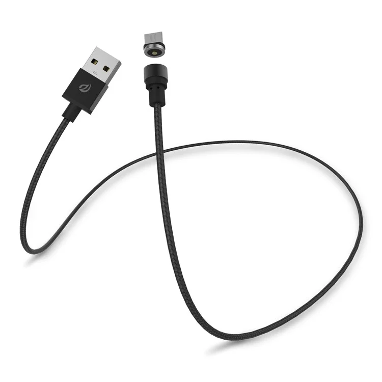 WSKEN Woven Texture Nylon Magnetic Micro USB Charging Cable for Samsung Huawei HTC - Black