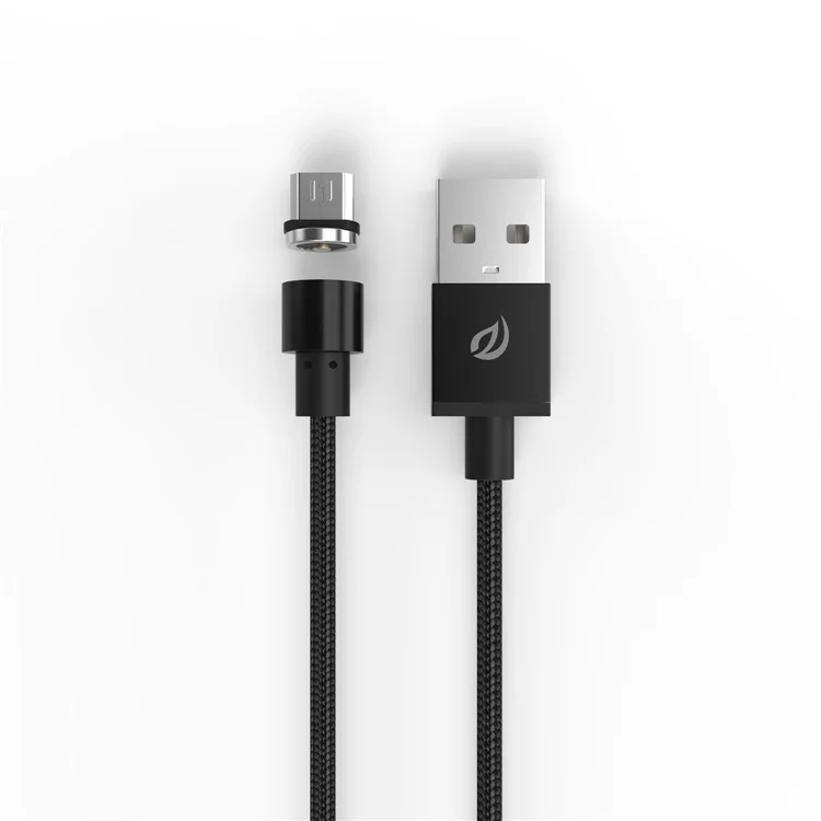 WSKEN Woven Texture Nylon Magnetic Micro USB Charging Cable for Samsung Huawei HTC - Black