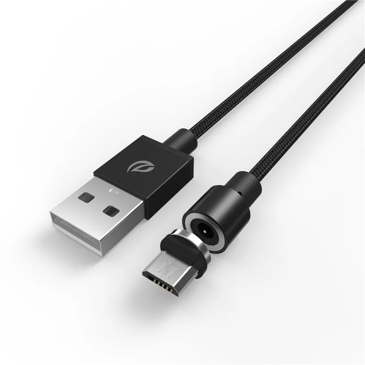 WSKEN Woven Texture Nylon Magnetic Micro USB Charging Cable for Samsung Huawei HTC - Black