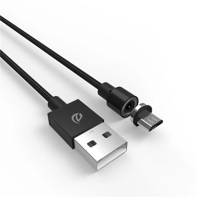 WSKEN Woven Texture Nylon Magnetic Micro USB Charging Cable for Samsung Huawei HTC - Black