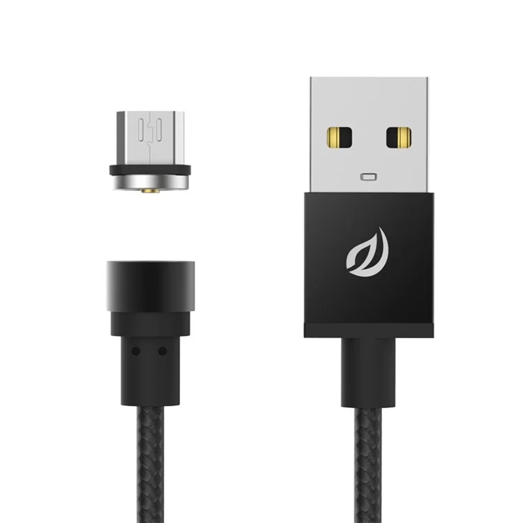 WSKEN Woven Texture Nylon Magnetic Micro USB Charging Cable for Samsung Huawei HTC - Black