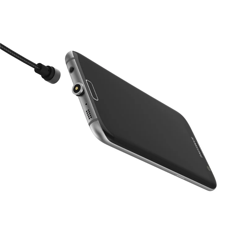 WSKEN Woven Texture Nylon Magnetic Micro USB Charging Cable for Samsung Huawei HTC - Black