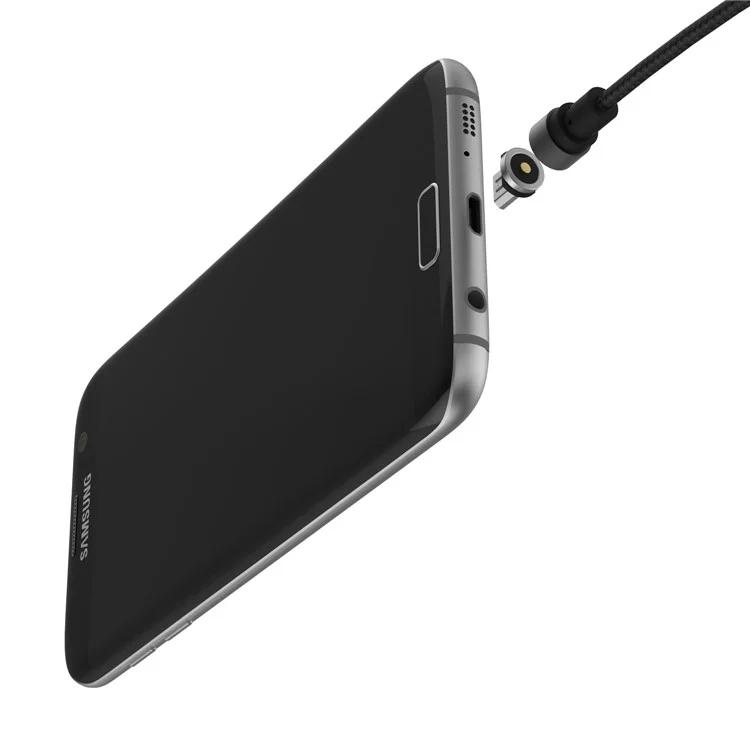WSKEN Woven Texture Nylon Magnetic Micro USB Charging Cable for Samsung Huawei HTC - Black